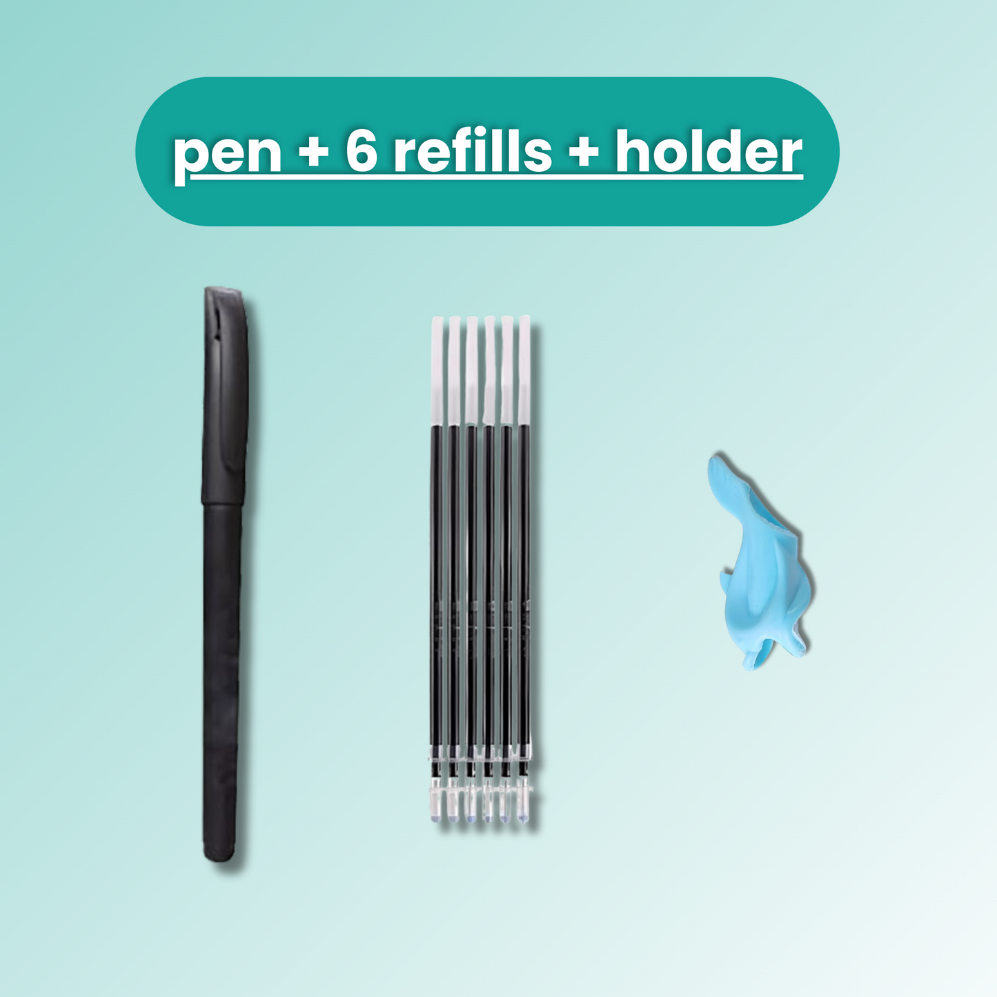 pen + 6 refills + pen holder